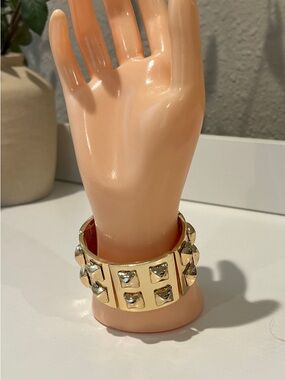 Gold Studded Cuff Bracelet - Elegant Women's Jewelry